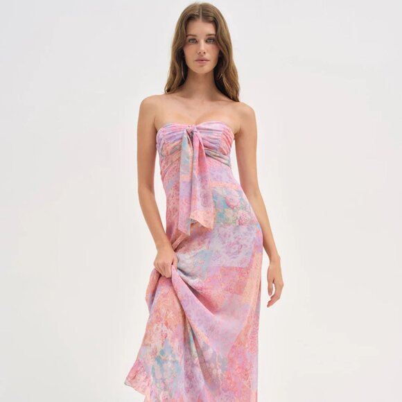 FOR LOVE & LEMONS Teagan Maxi Dress In PInk NWT - Picture 1 of 12